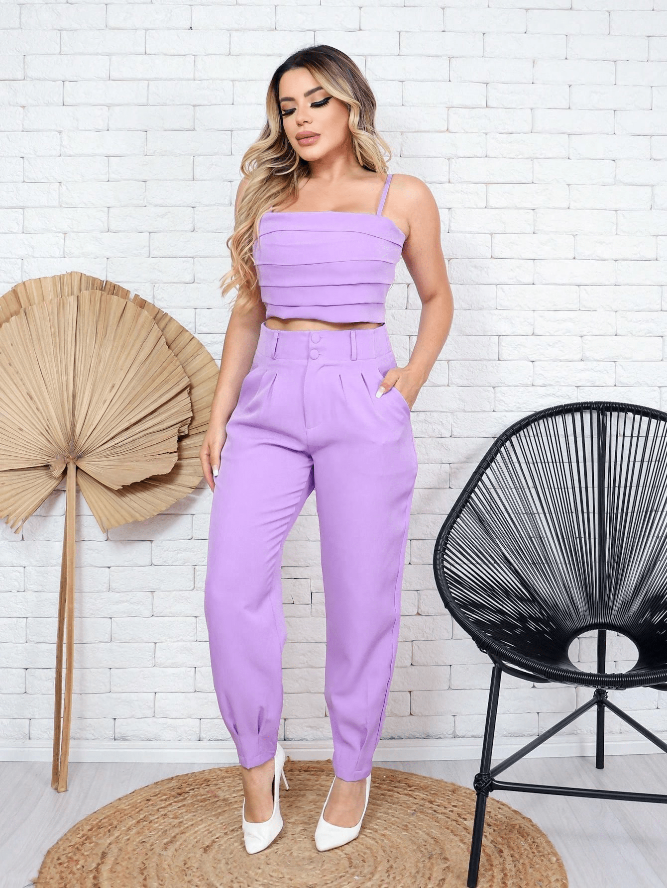 Conjunto Feminino de Camisola e Calça em Malva | Elegância e Conforto