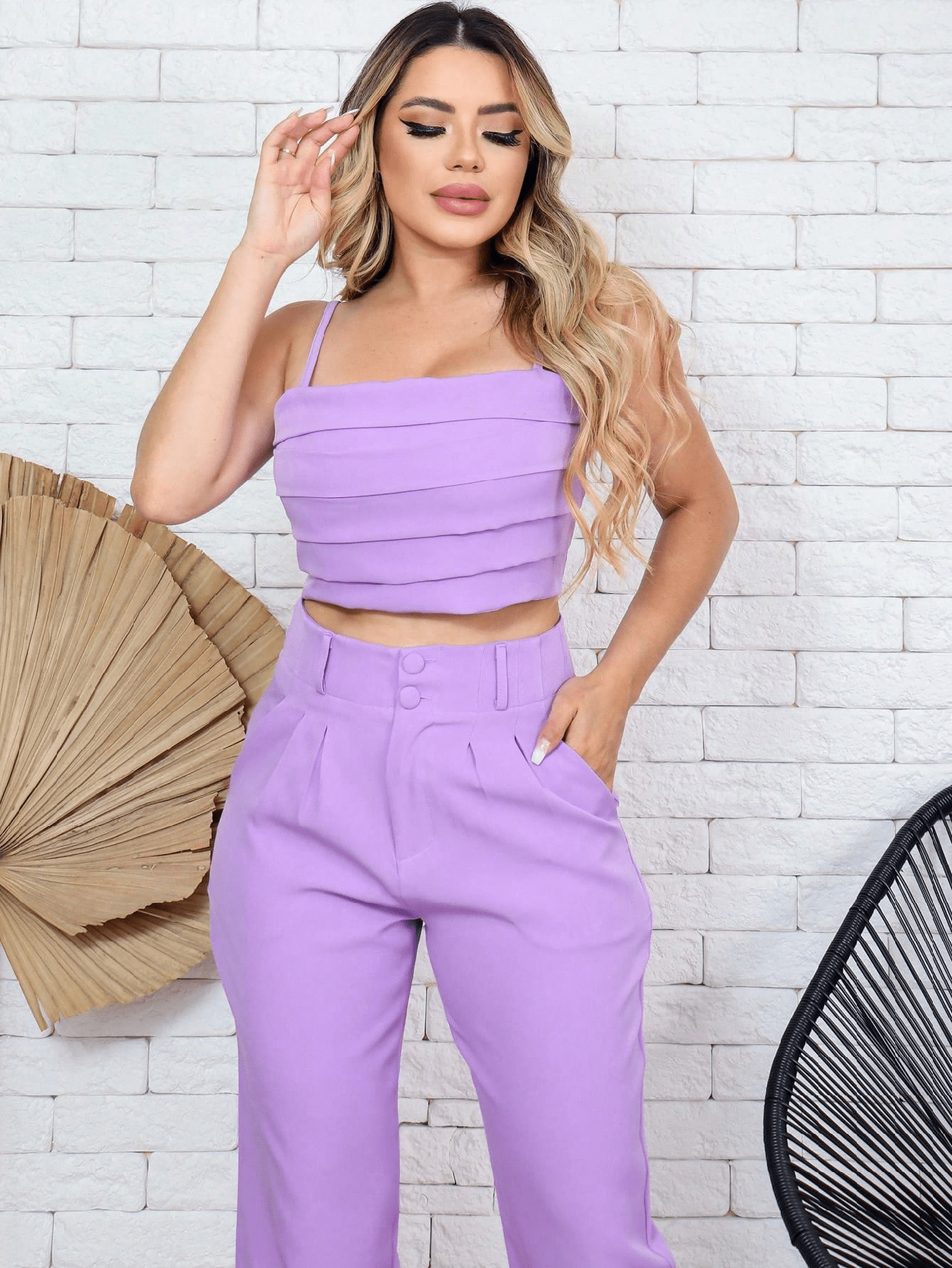 Conjunto Feminino de Camisola e Calça em Malva | Elegância e Conforto