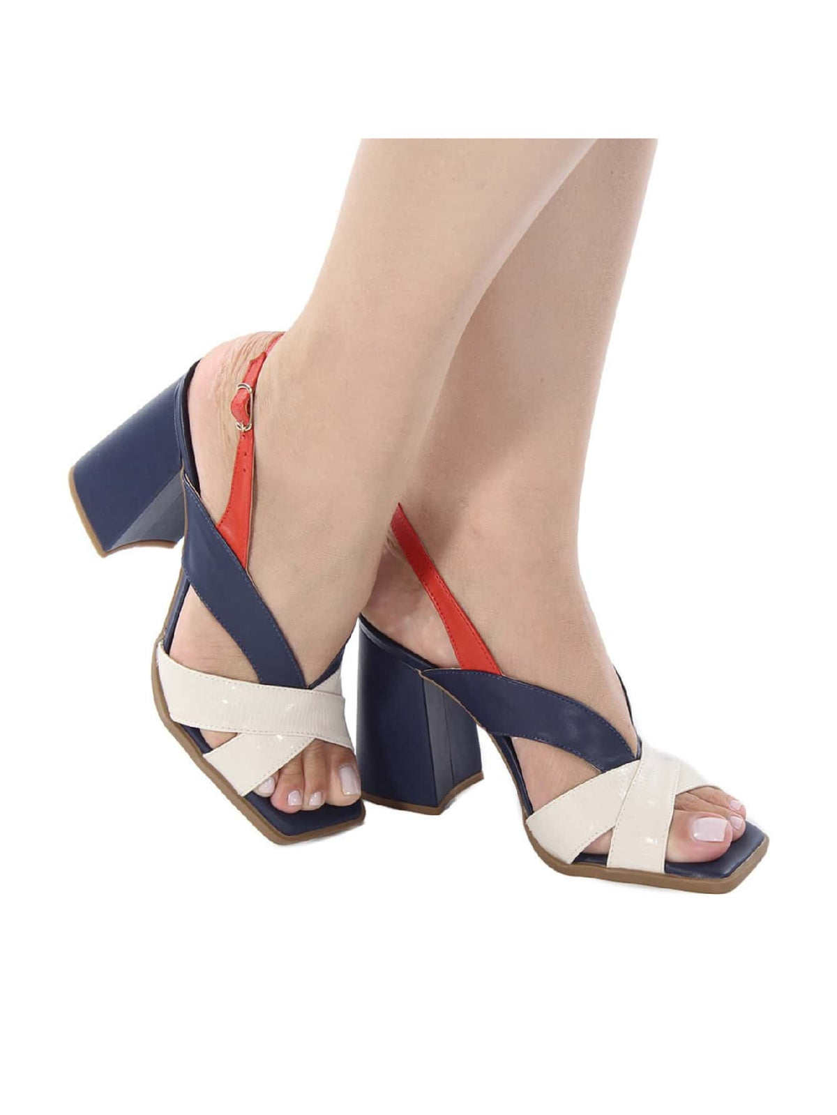 Sandália Feminina de Salto Médio - Fivela e Bico Quadrado