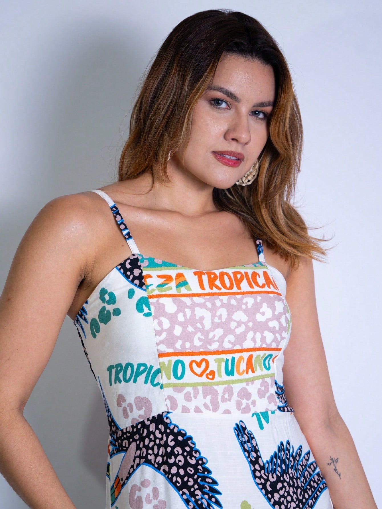 Vestido Midi Estampado em Viscolinho - Lastex e Bojo