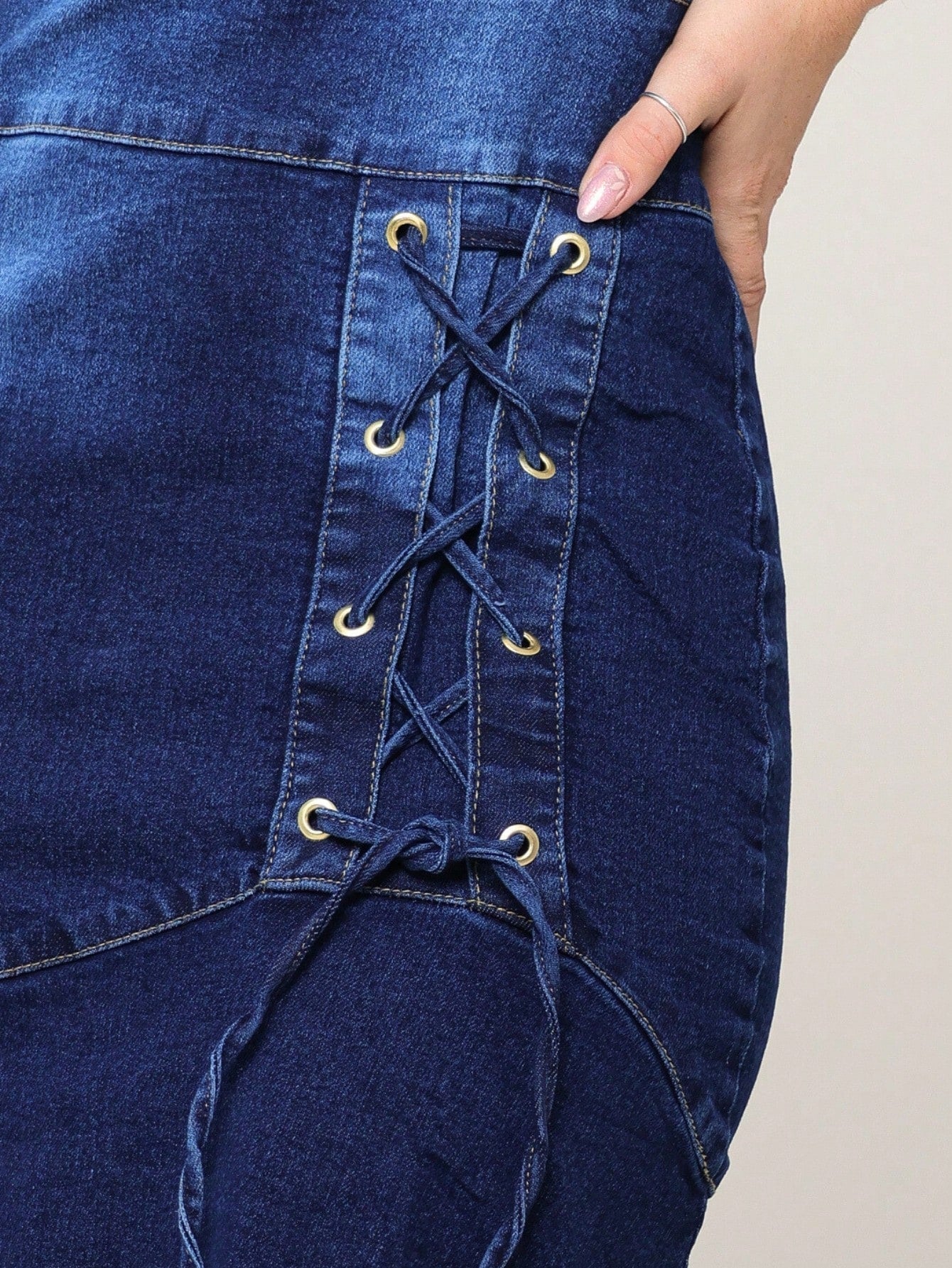 Vestido Jeans Feminino - Midi Elastano