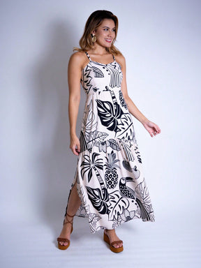 Vestido Midi Estampado em Viscolinho - Lastex e Bojo