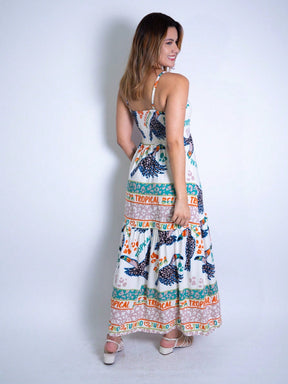 Vestido Midi Estampado em Viscolinho - Lastex e Bojo