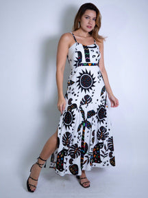 Vestido Midi Estampado em Viscolinho - Lastex e Bojo