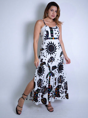 Vestido Midi Estampado em Viscolinho - Lastex e Bojo