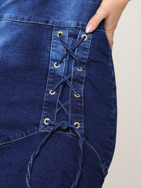 Vestido Jeans Feminino - Midi Elastano