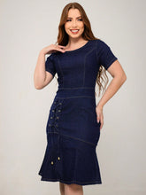 Vestido Jeans Feminino - Midi Elastano