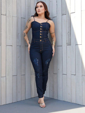 Macacão Longo Feminino - Jeans com Lycra