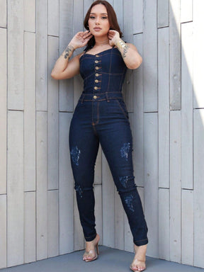 Macacão Longo Feminino - Jeans com Lycra