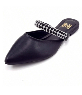 Sapato Mule com Pedraria e Strass