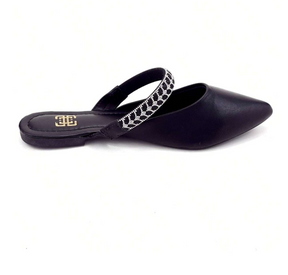 Sapato Mule com Pedraria e Strass