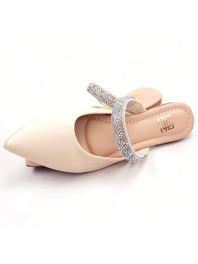 Sapato Mule com Pedraria e Strass