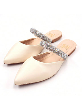 Sapato Mule com Pedraria e Strass